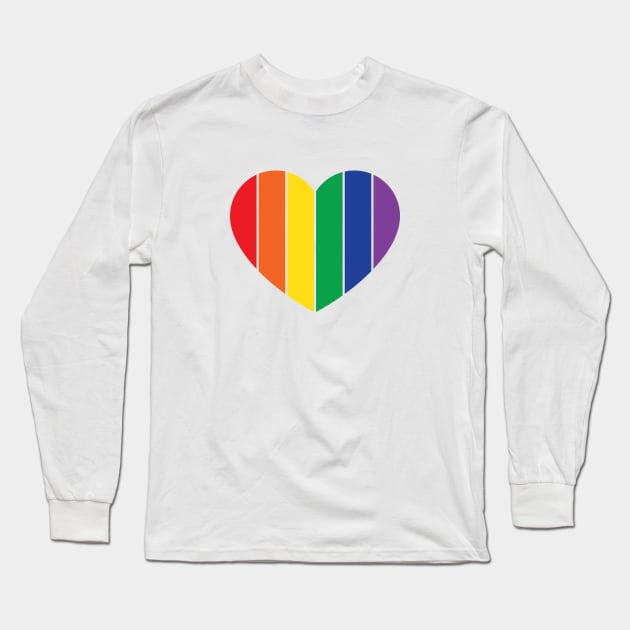 PRIDE Rainbow Heart Long Sleeve T-Shirt by hinoonstudio